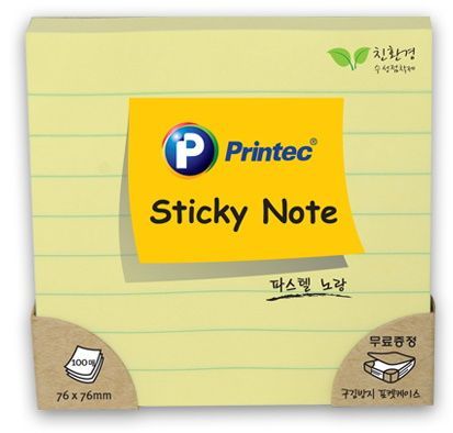 Κίτρινες Αυτοκόλλητες Σημειώσεις με Γραμμές 76x76mm, 100 φύλλα